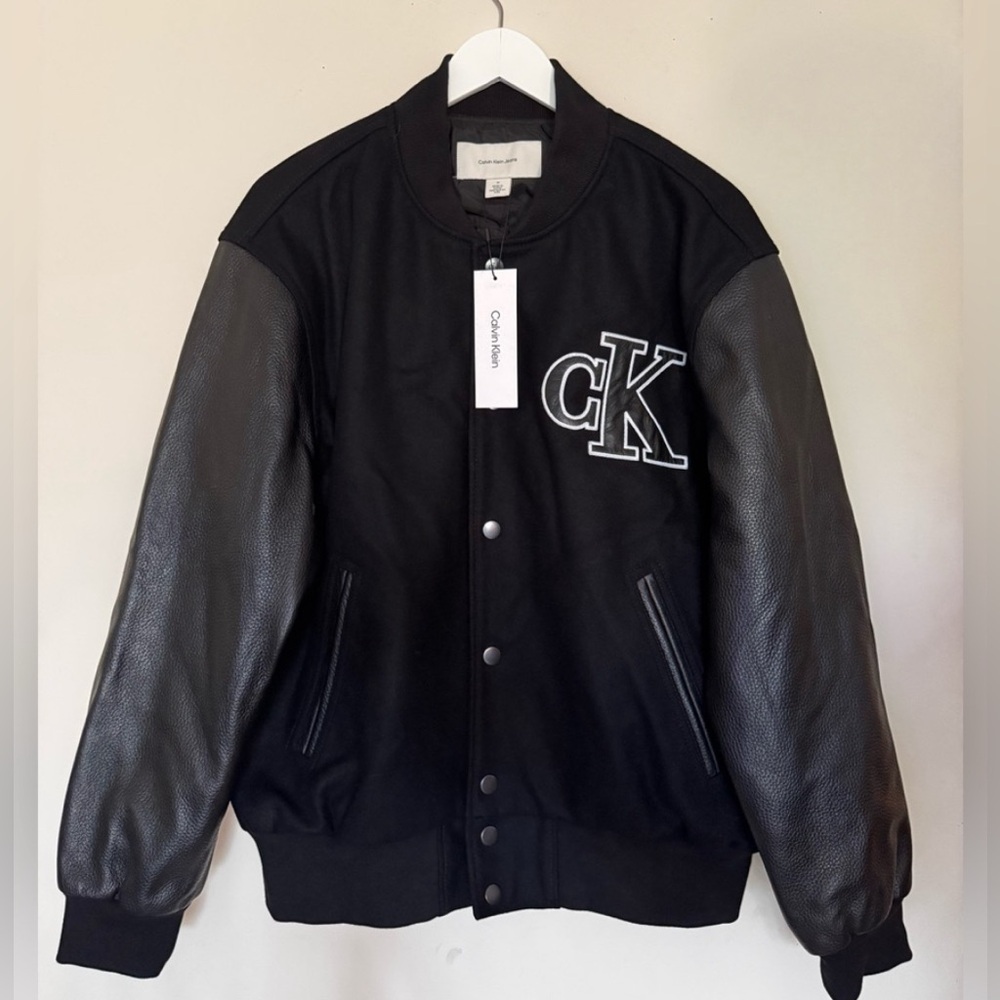 Calvin Klein Varsity Monogram Bomber Jacket - Size Small - NWT